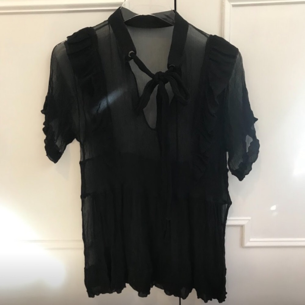 No. 21 Black Sheer Ruffle Blouse